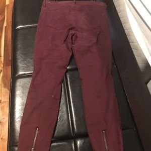 NWT LOFT soft cranberry pants with zipper detail